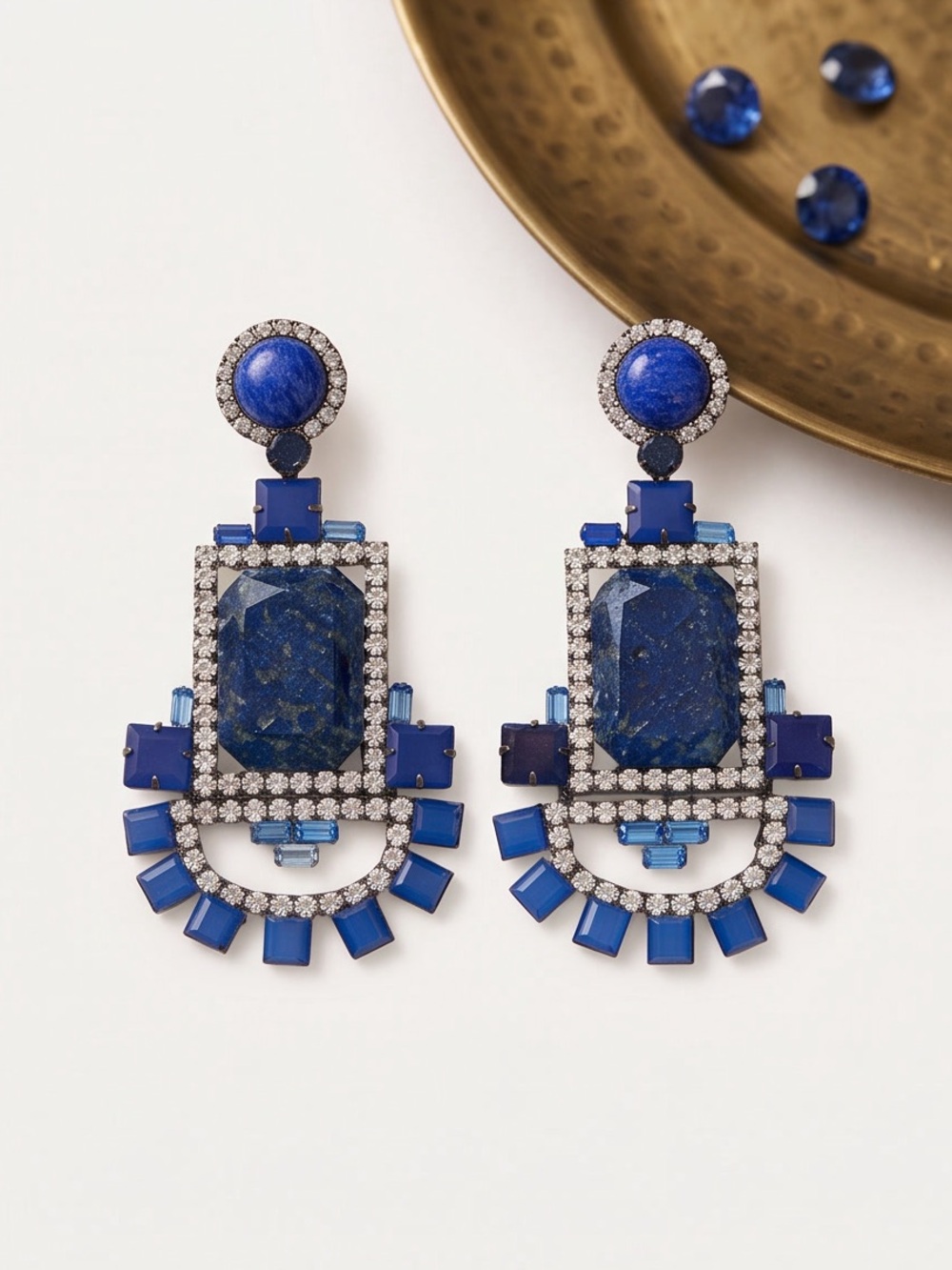Blue Statement Drop Earrings